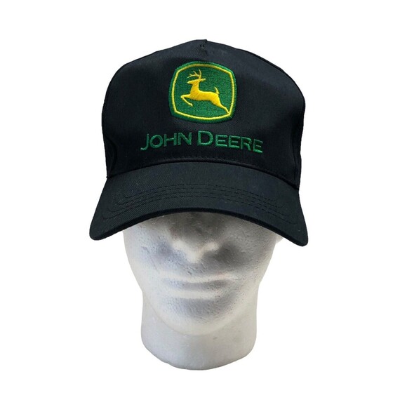 John Deere Hat Embroidered Low Profile Nothing Runs Like a Deer Ag Black Cap - Picture 1 of 10